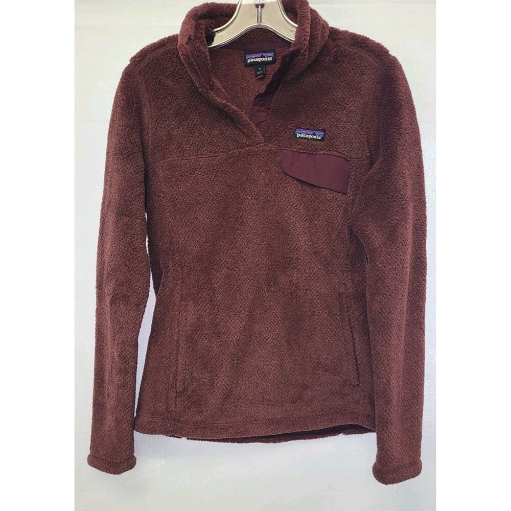 Patagonia Pullover Womens Medium Red Fleece T Snap Sweater Maroon Synchilla